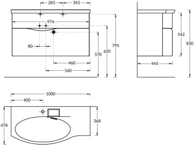 KERAMA MARAZZI  RV.wb.100Lh Раковина RIVA мебельная левая с крепежом  100, белая глянцевая Цена за 1 шт. 19 880.40 руб. - бесплатная доставка