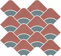 Декор Таделакт наборный красный, бирюзовый матовый обрезной 30×28×0,9 — KERAMA MARAZZI, артикул KMD2HID012BR